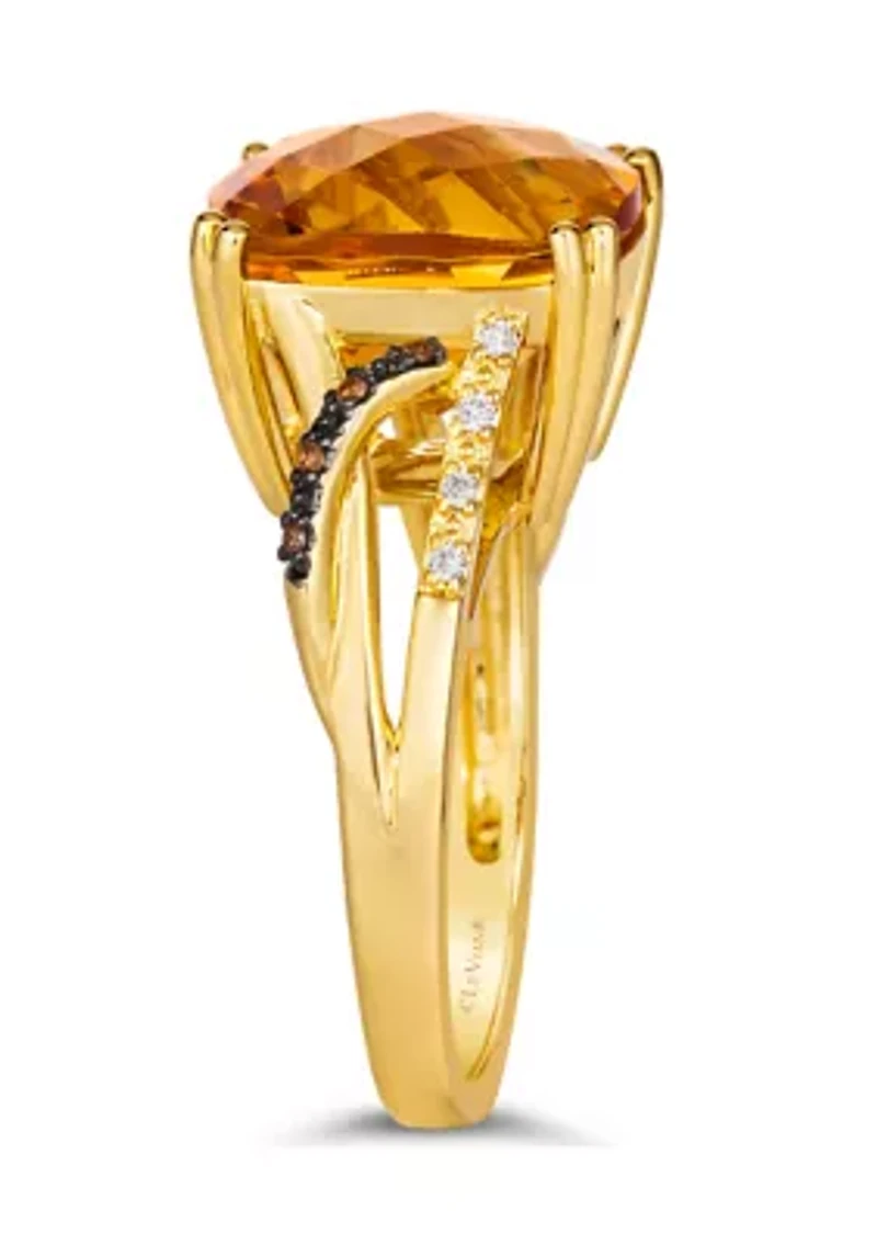 6.75 ct. t.w. Cinnamon Citrine®, Chocolate Diamonds®, Nude Diamonds™ Ring  14K Honey Gold™
