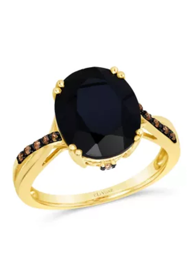 3.87 ct. t.w. Onyx, Nude Diamonds™, 1/20 Chocolate Diamonds® Ring 14K Honey Gold™