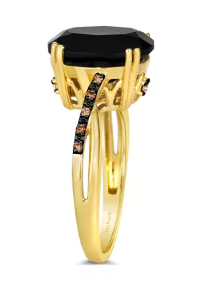 3.87 ct. t.w. Onyx, Nude Diamonds™, 1/20 Chocolate Diamonds® Ring 14K Honey Gold™