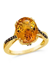 4.25 ct. t.w. Cinnamon Citrine®, Nude Diamonds™, 1/10 Chocolate Diamonds® Ring  14K Honey Gold™
