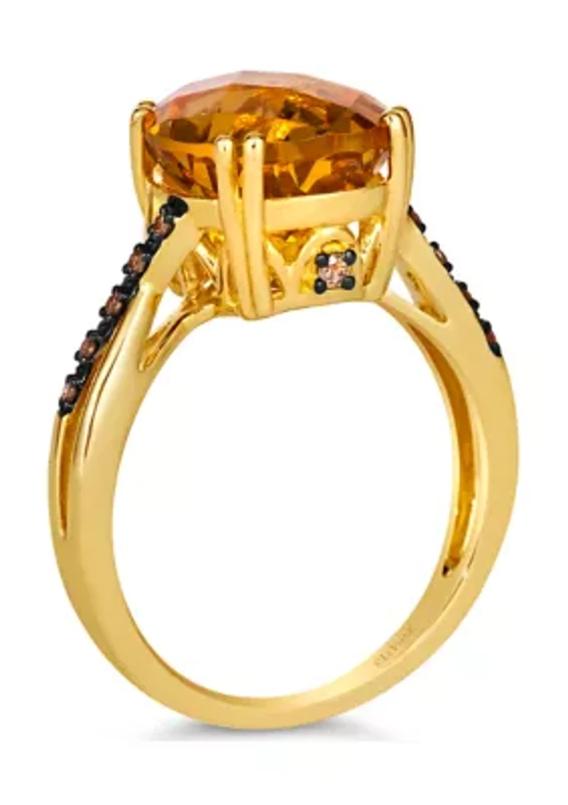 4.25 ct. t.w. Cinnamon Citrine®, Nude Diamonds™, 1/10 Chocolate Diamonds® Ring  14K Honey Gold™