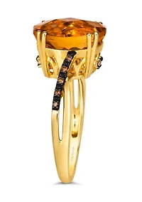 4.25 ct. t.w. Cinnamon Citrine®, Nude Diamonds™, 1/10 Chocolate Diamonds® Ring  14K Honey Gold™