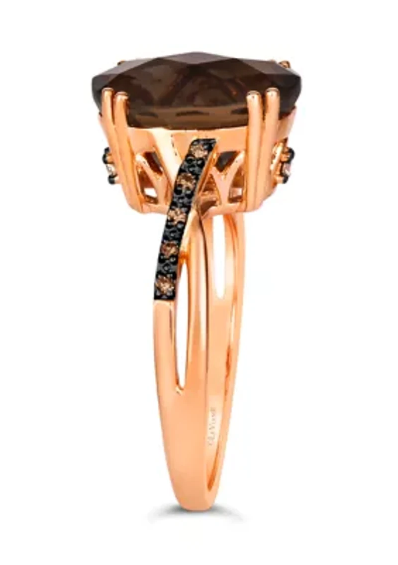 4.25 ct. t.w. Chocolate Quartz®, Nude Diamonds™, 1/20 Diamonds® Ring 14K Strawberry Gold®