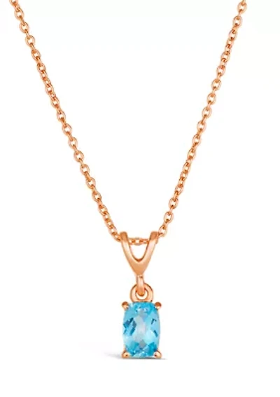 Le Vian® Pendant Necklace featuring 3/8 ct. t.w. Ocean Blue Topaz in Strawberry Gold® Plated Sterling Silver