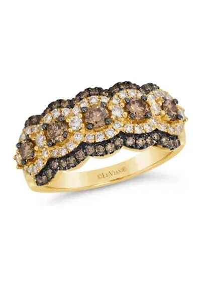 1.2 ct. t.w. Chocolate Diamonds® and Nude Diamonds™ Ring 14K Honey Gold™