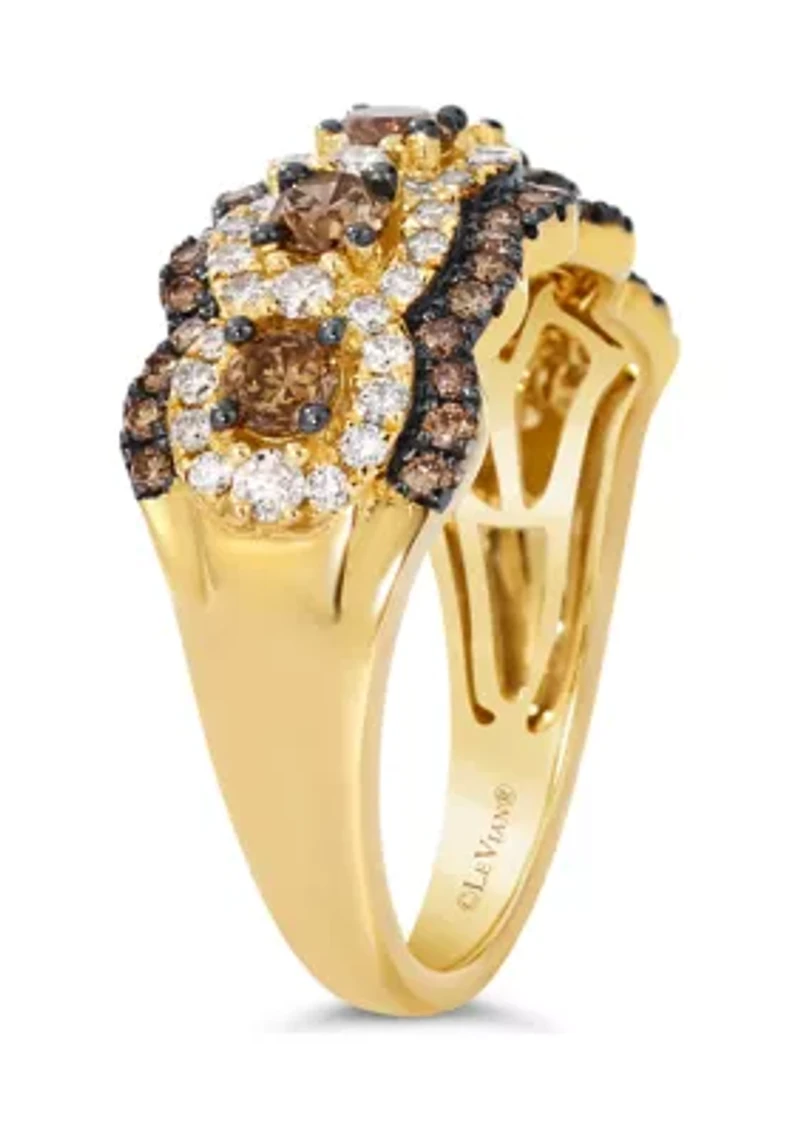 1.2 ct. t.w. Chocolate Diamonds® and Nude Diamonds™ Ring 14K Honey Gold™