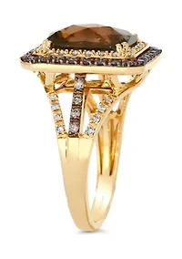 Ring featuring 4 ct. t.w. Chocolate Quartz®, 1/2 of Diamonds® and Nude Diamonds™ set 14K Honey Gold™