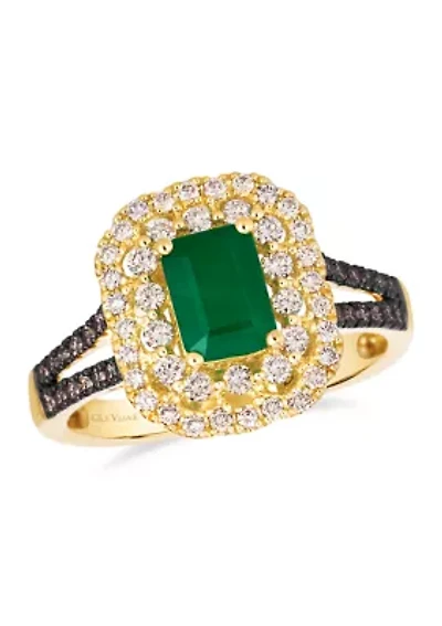 Ring featuring 3/4 ct. t.w. Costa Smeralda Emeralds™, 1/2 ct. t.w. Nude Diamonds™, 1/5 ct. t.w. Chocolate Diamonds® set in 14K Honey Gold™