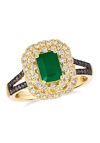 Ring featuring 3/4 ct. t.w. Costa Smeralda Emeralds™, 1/2 ct. t.w. Nude Diamonds™, 1/5 ct. t.w. Chocolate Diamonds® set in 14K Honey Gold™