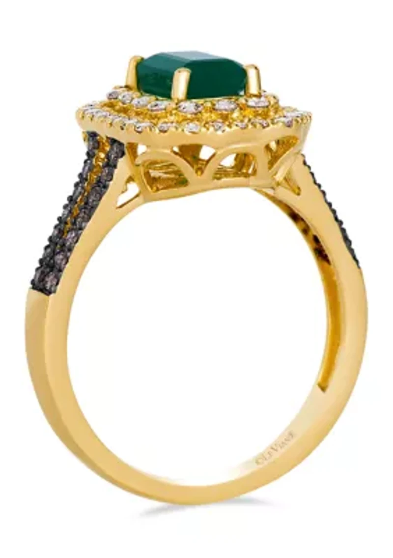 Ring featuring 3/4 ct. t.w. Costa Smeralda Emeralds™, 1/2 ct. t.w. Nude Diamonds™, 1/5 ct. t.w. Chocolate Diamonds® set in 14K Honey Gold™