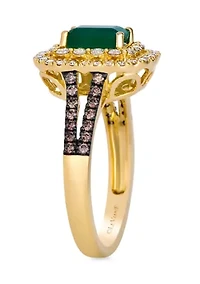 Ring featuring 3/4 ct. t.w. Costa Smeralda Emeralds™, 1/2 ct. t.w. Nude Diamonds™, 1/5 ct. t.w. Chocolate Diamonds® set in 14K Honey Gold™