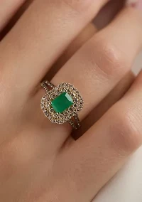 Ring featuring 3/4 ct. t.w. Costa Smeralda Emeralds™, 1/2 ct. t.w. Nude Diamonds™, 1/5 ct. t.w. Chocolate Diamonds® set in 14K Honey Gold™