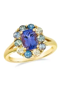 Ring featuring 1.25 ct. t.w. Blueberry Tanzanite®, 1.2 ct. t.w. Montana Sapphire Ombré™,  set in 14K Honey Gold™