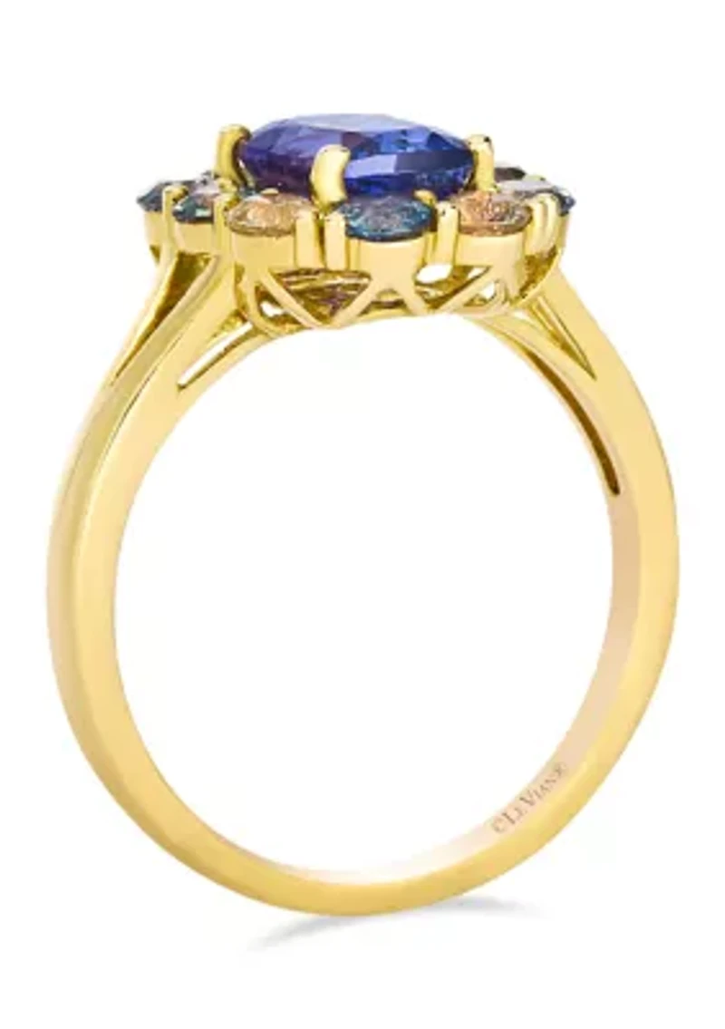 Ring featuring 1.25 ct. t.w. Blueberry Tanzanite®, 1.2 ct. t.w. Montana Sapphire Ombré™,  set in 14K Honey Gold™