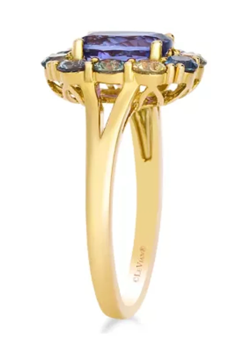 Ring featuring 1.25 ct. t.w. Blueberry Tanzanite®, 1.2 ct. t.w. Montana Sapphire Ombré™,  set in 14K Honey Gold™