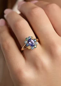 Ring featuring 1.25 ct. t.w. Blueberry Tanzanite®, 1.2 ct. t.w. Montana Sapphire Ombré™,  set in 14K Honey Gold™