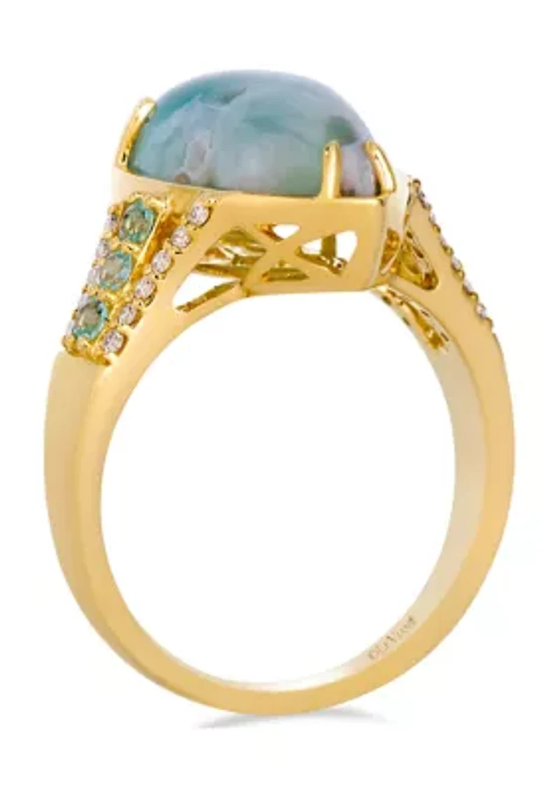 Ring featuring 4.75 ct. t.w. Peacock Aquaprase™, 1/8 ct. t.w. Green Beryl, 1/8 ct. t.w. Nude Diamonds™ set in 14K Honey Gold™