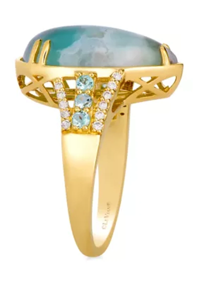 Ring featuring 4.75 ct. t.w. Peacock Aquaprase™, 1/8 ct. t.w. Green Beryl, 1/8 ct. t.w. Nude Diamonds™ set in 14K Honey Gold™