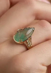 Ring featuring 4.75 ct. t.w. Peacock Aquaprase™, 1/8 ct. t.w. Green Beryl, 1/8 ct. t.w. Nude Diamonds™ set in 14K Honey Gold™