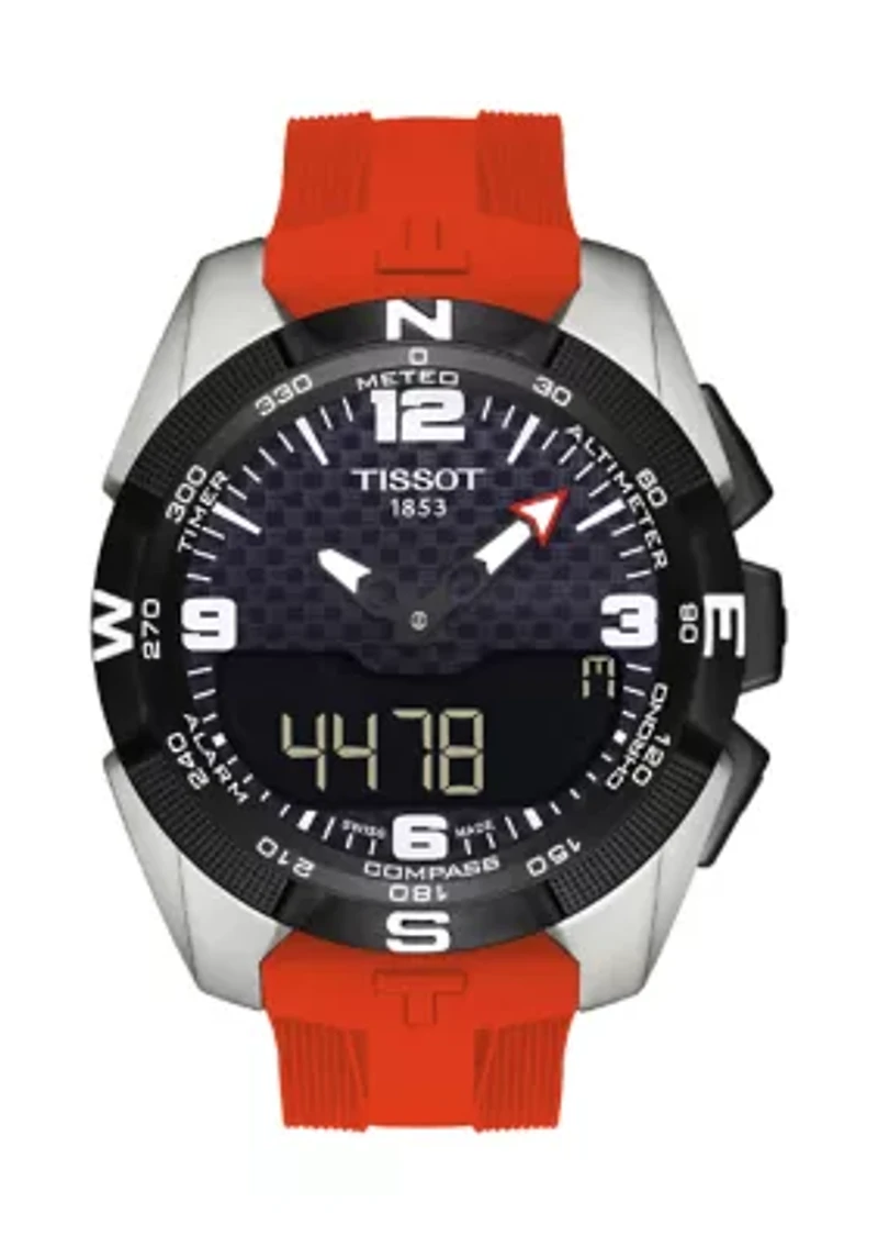 Men's T-Touch Solar Men's Black Carbon Dial Watch