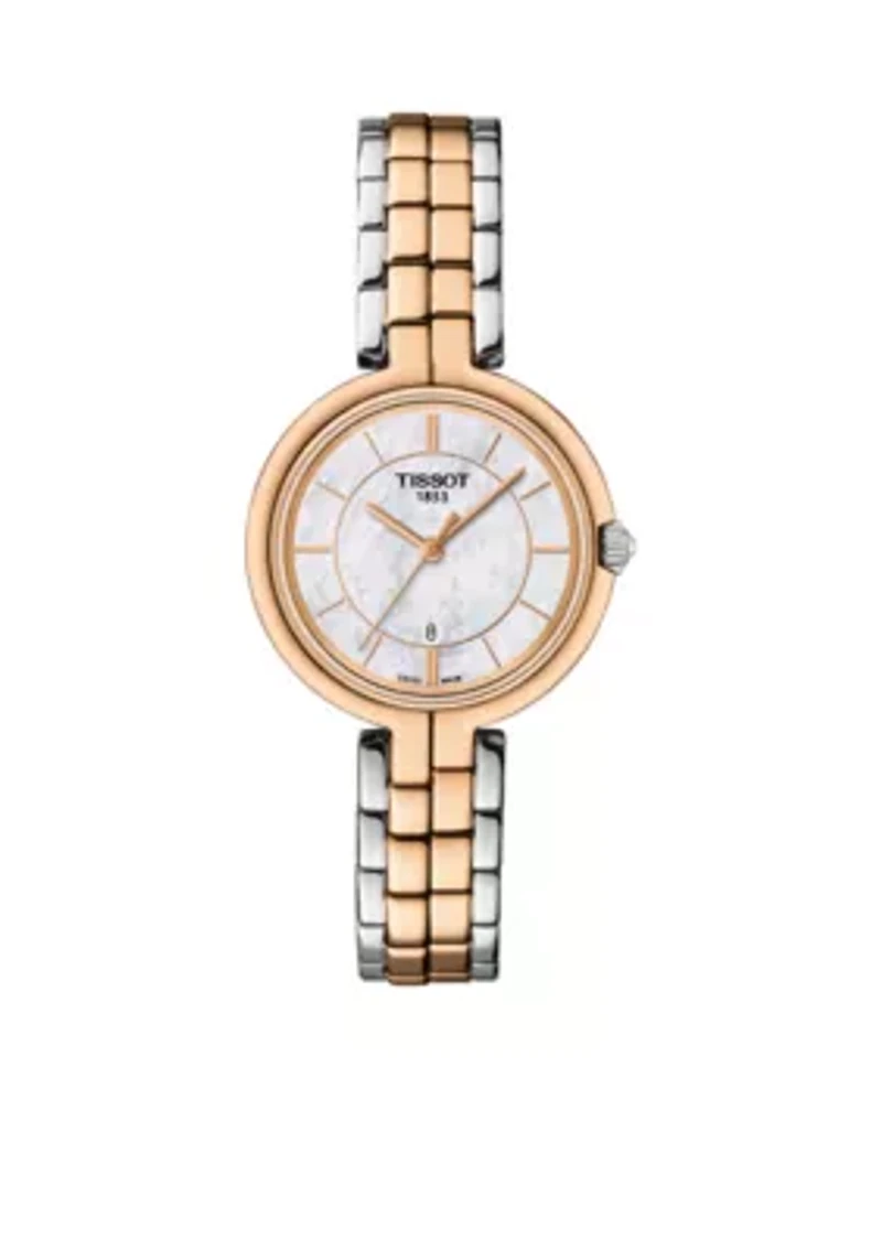 Women's Two-Tone Stainless Steel Swiss Flamingo Bracelet Watch
