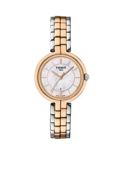 Women's Two-Tone Stainless Steel Swiss Flamingo Bracelet Watch 