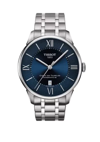 Stainless Steel Swiss Automatic T Classic Chemin des Tourelles Powermatic 80 Bracelet Watch 