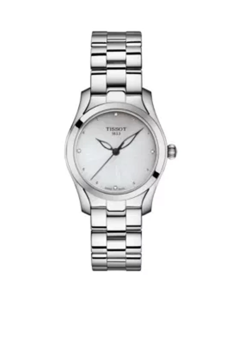 Stainless Steel T-Lady T-Wave Diamond-Accent Bracelet Watch