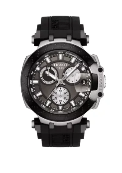 Men's Swiss Chronograph T Sport T Race Black Silicone Strap Watch 
