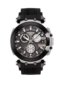Men's Swiss Chronograph T Sport T Race Black Silicone Strap Watch 