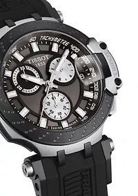 Men's Swiss Chronograph T Sport T Race Black Silicone Strap Watch 