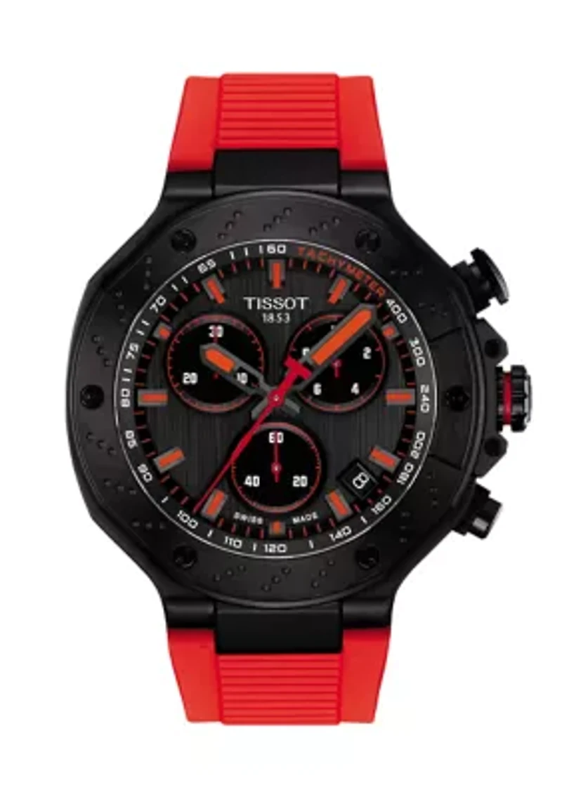 T-Race GTS Red and Black Watch with Chronograph Indices