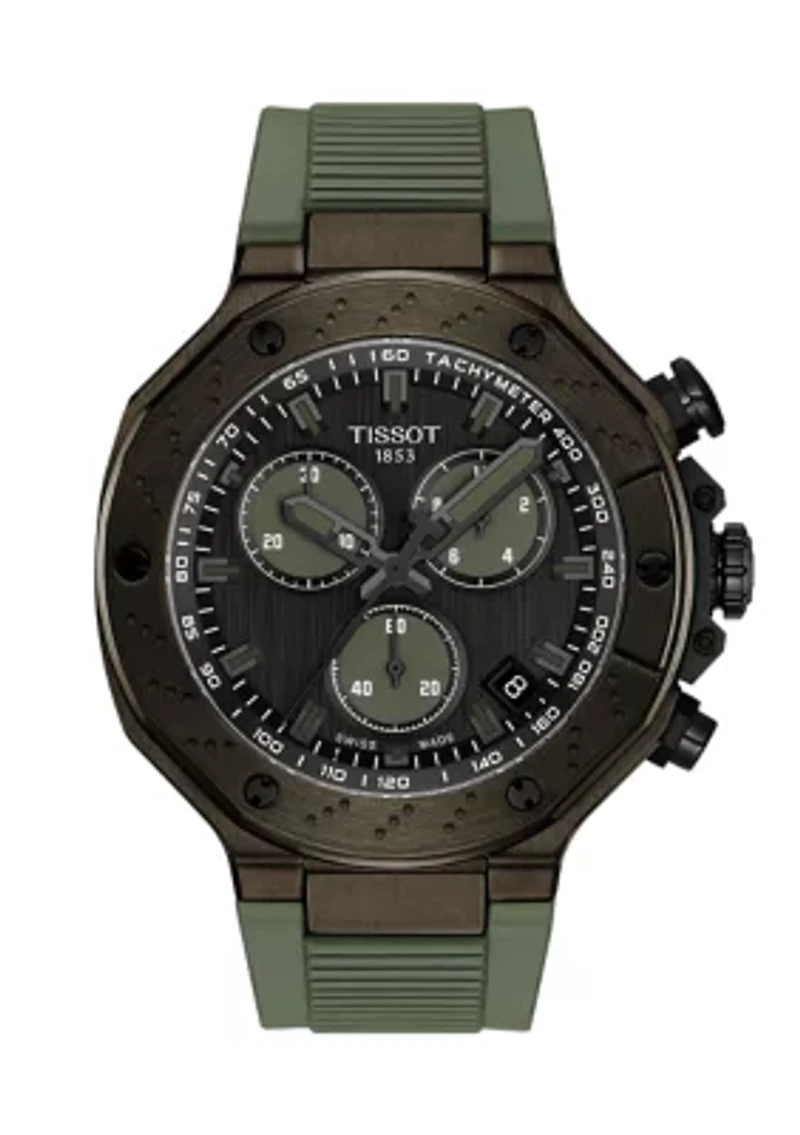 T-Race GTS Green Black Indices Subdials Chronograph Watch