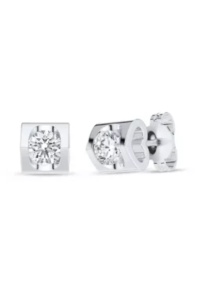 Lab Created / Ct.t.w. Diamond Heart Barrel Studs in 10KW