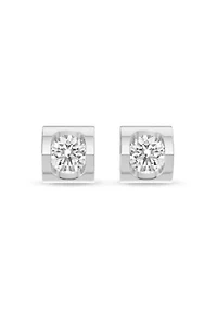 Lab Created / Ct.t.w. Diamond Heart Barrel Studs in 10KW