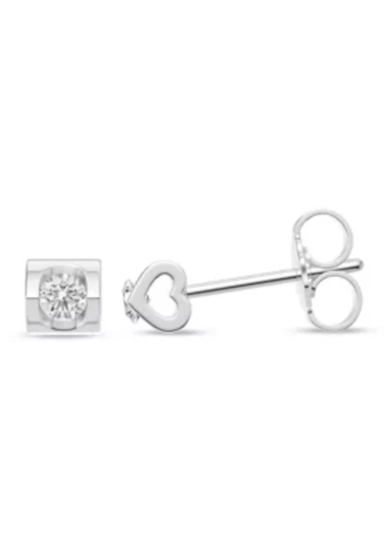 Lab Created 1/6 Ct.t.w. Diamond Heart Barrel Studs in 10KW