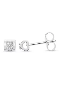 Lab Created 1/6 Ct.t.w. Diamond Heart Barrel Studs in 10KW