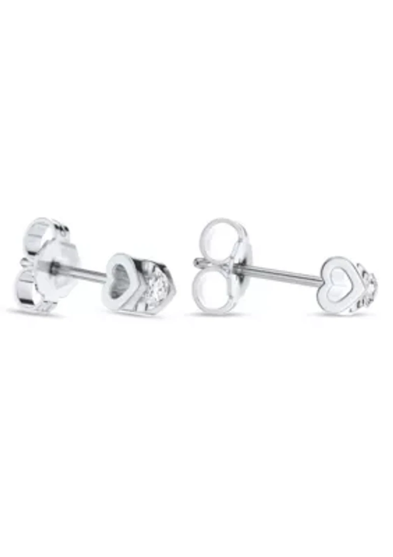 Lab Created 1/6 Ct.t.w. Diamond Heart Barrel Studs in 10KW