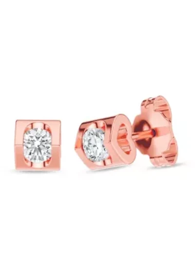 Lab Created 1/ Ct.t.w. Diamond Heart Barrel Studs in 10KR