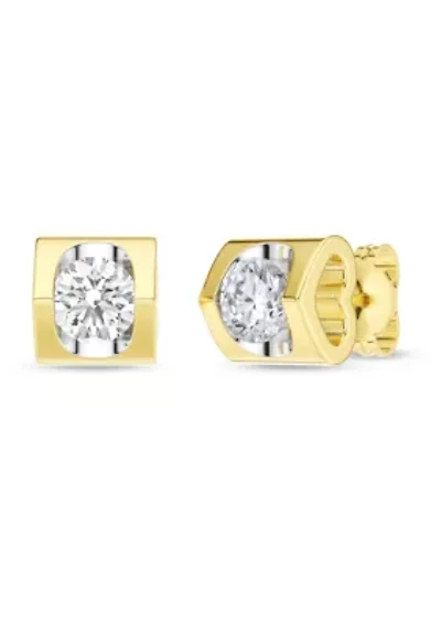 Lab Created 1 Ct.t.w. Diamond Heart Barrel Studs in 10KY