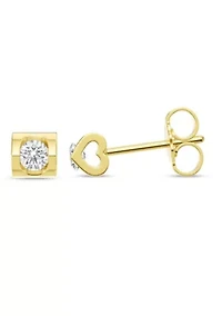 Lab Created 1/5 Ct.t.w. Diamond Heart Barrel Studs in 10KY