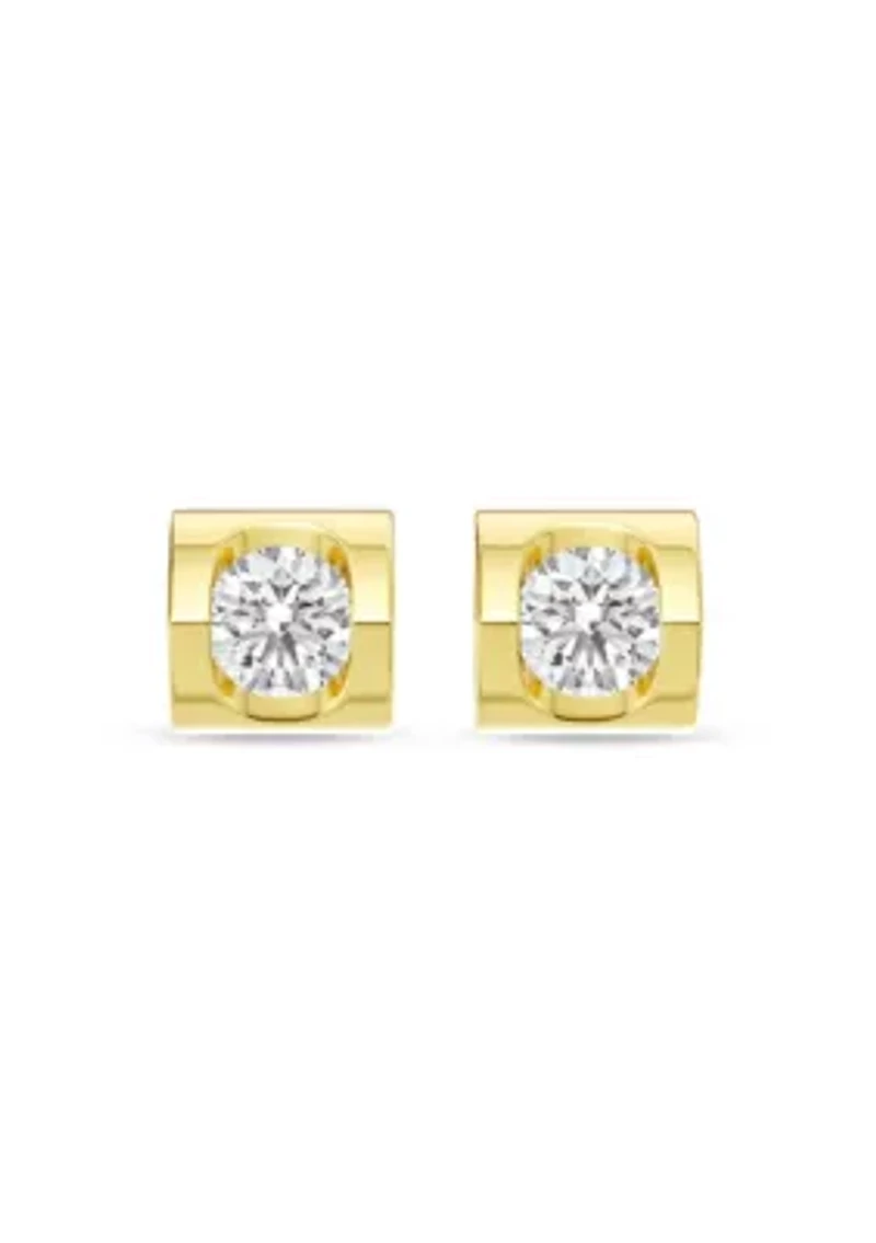 Lab Created 1/5 Ct.t.w. Diamond Heart Barrel Studs in 10KY