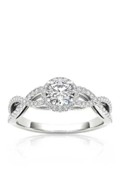 3/4 ct. t.w. Halo Diamond Engagement Ring in 14k White Gold