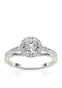 3/4 ct.t.w. Halo Diamond Engagement Ring 14k White Gold