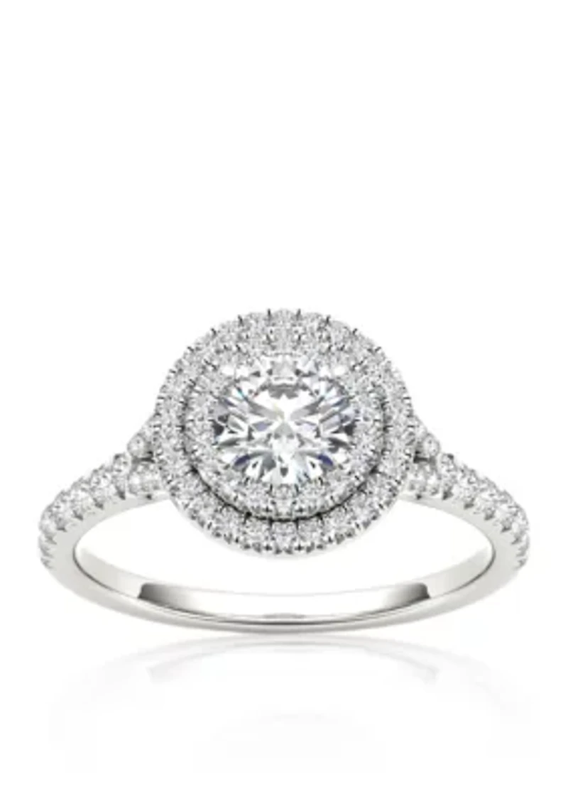 1 ct. t.w. Double Halo Diamond Engagement Ring 14k White Gold