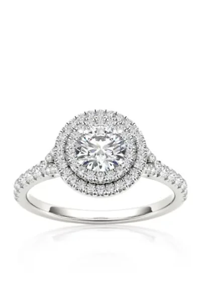 1 ct. t.w. Double Halo Diamond Engagement Ring 14k White Gold