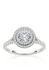 1 ct. t.w. Double Halo Diamond Engagement Ring 14k White Gold