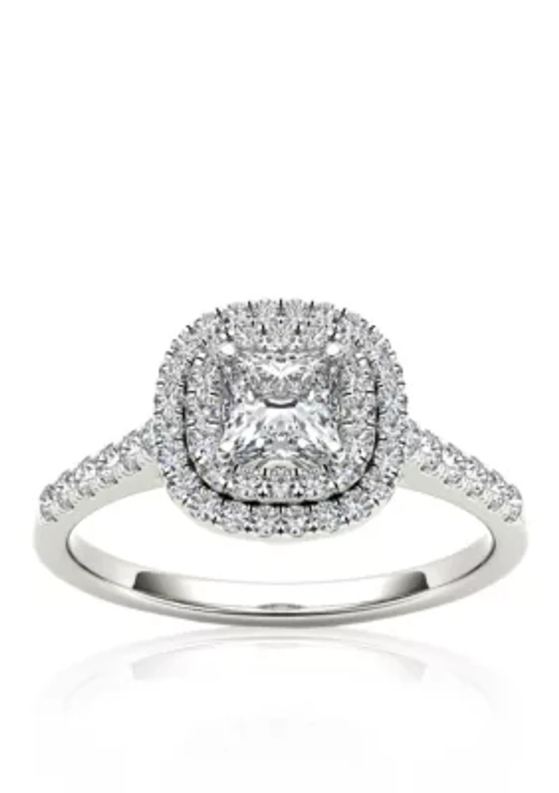 1 1/10 ct. t.w. Diamond Double Halo Engagement Ring 14k White Gold