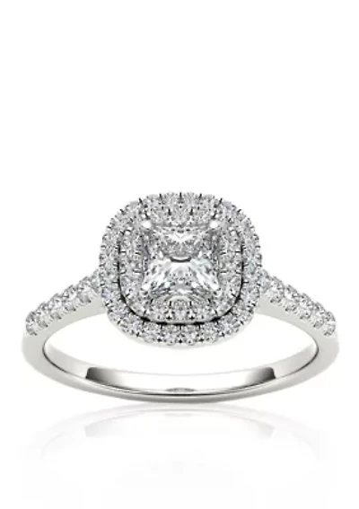 1 1/ ct. t.w. Diamond Double Halo Engagement Ring 14k White Gold