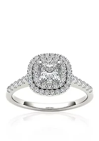 1 1/10 ct. t.w. Diamond Double Halo Engagement Ring 14k White Gold